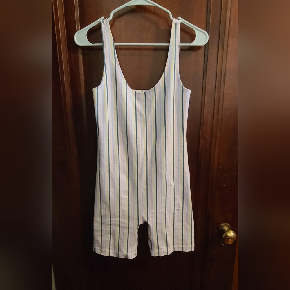 Urban Outfitters Striped Jumpsuit - White and Multicolor